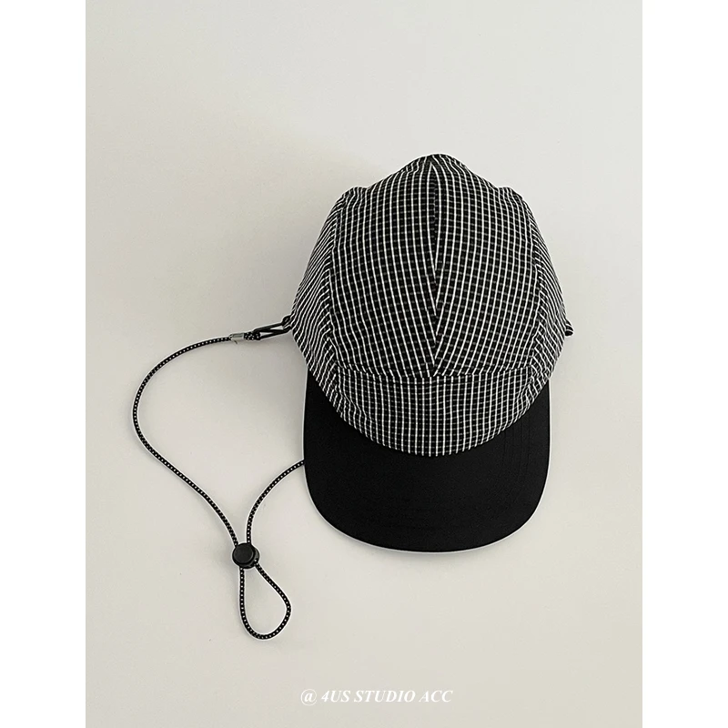 小众户外潮牌机能风抽绳棒球帽子女韩版夏季速干遮阳鸭舌帽显脸小