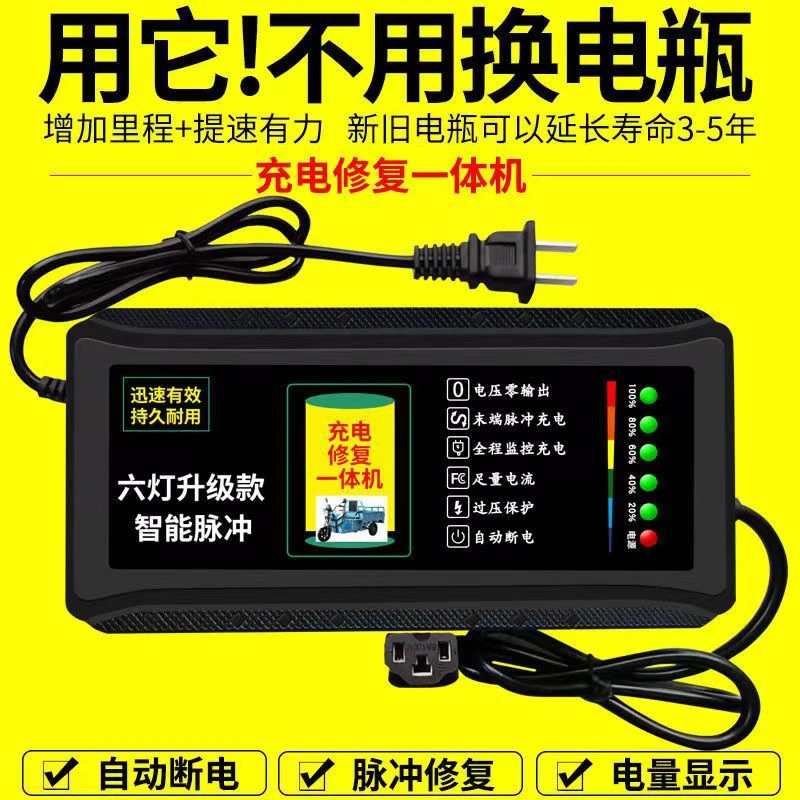 自动断电两轮三轮电动车电瓶车充电器48V60V72V超威电车万能通用