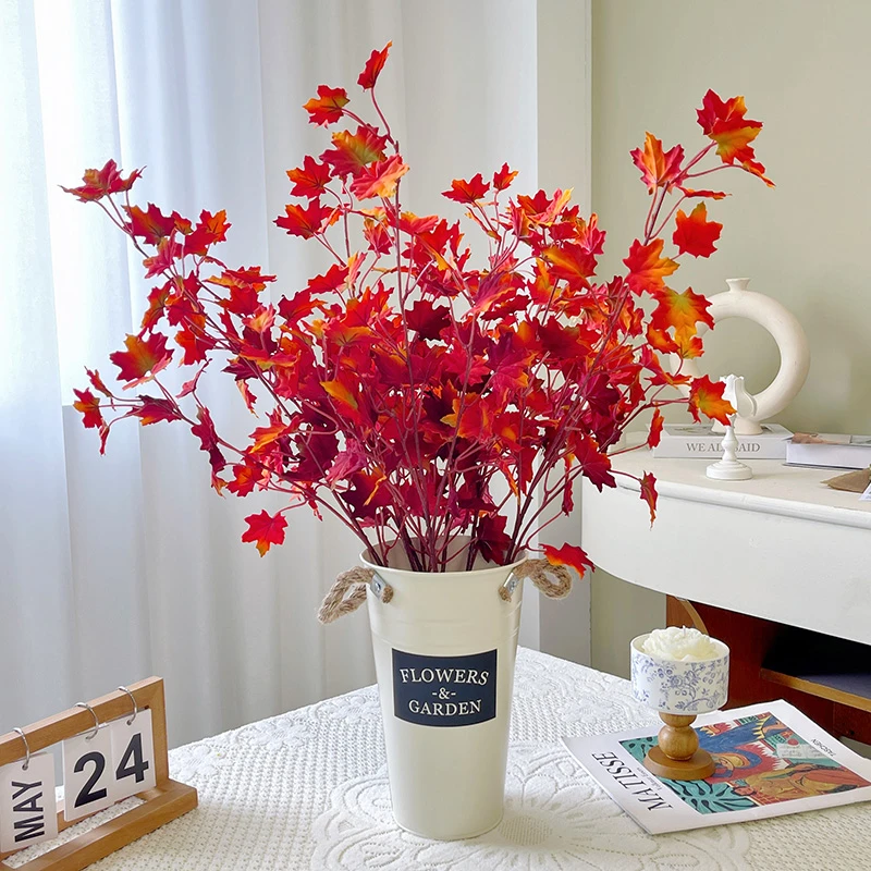 轻奢高端枫叶仿真花假花客厅电视柜餐桌装饰花摆设长枝仿生花摆件