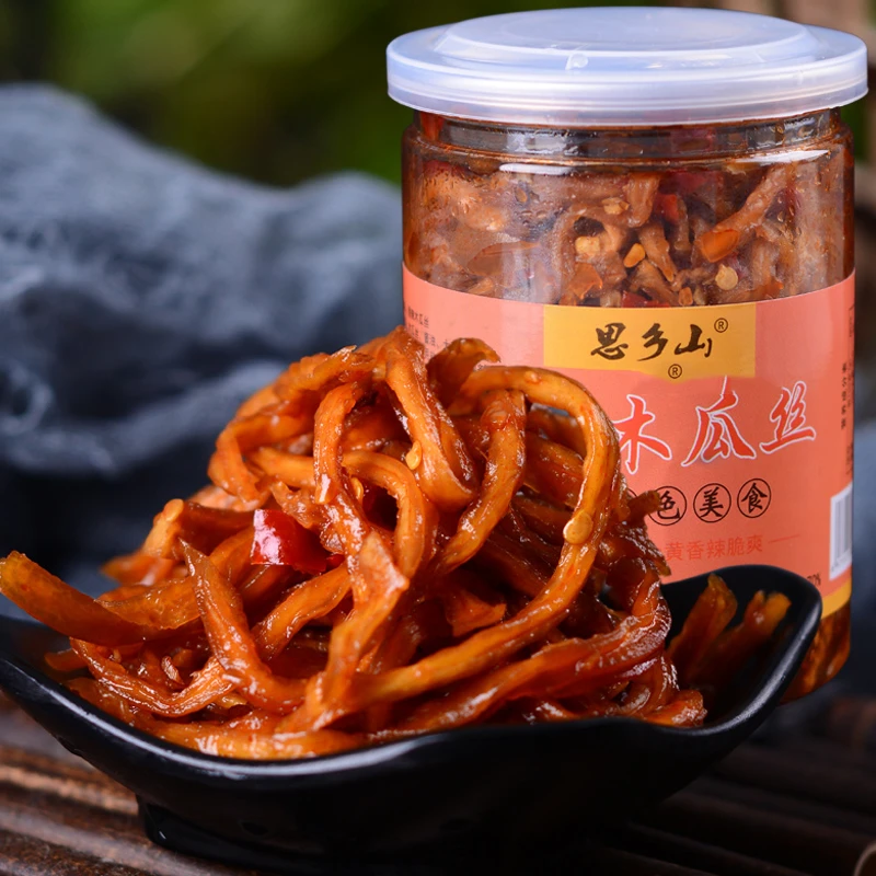 思乡山香辣木瓜丝湖南特产脆爽特色爽口木瓜丝美食开胃解馋咸腌菜
