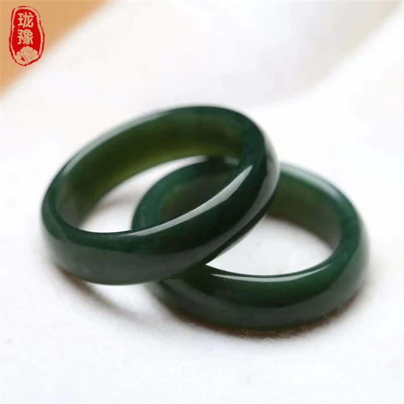 天然正品新疆和田玉青玉戒指男女款玉石指环情侣款对戒尾戒扳指