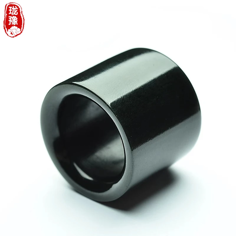 天然新疆和田扳指青玉戒指男士款霸气玉扳戒玉石指环保真带证戒圈