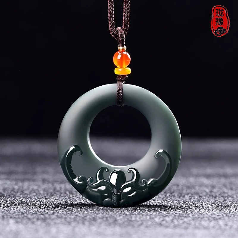 和田玉貔貅平安扣玉坠真品青玉双面皮休男士女士珠宝玉石带证书