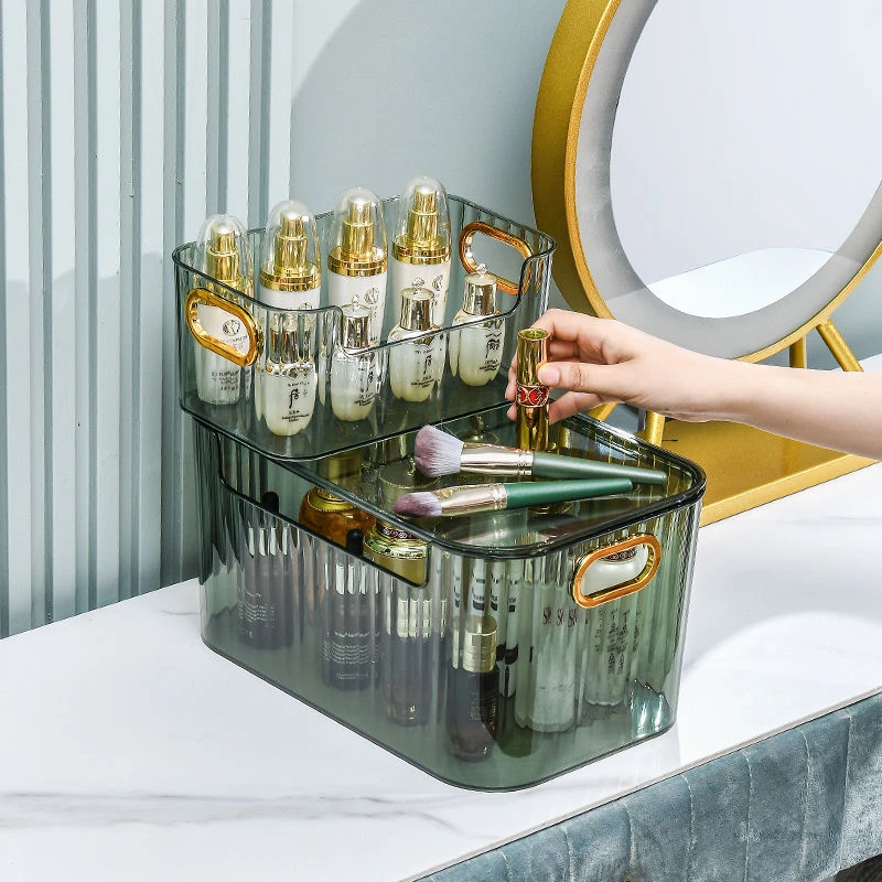 【新人福利】桌面收纳盒轻奢透明水果书本一体收纳杂物化妆品面膜