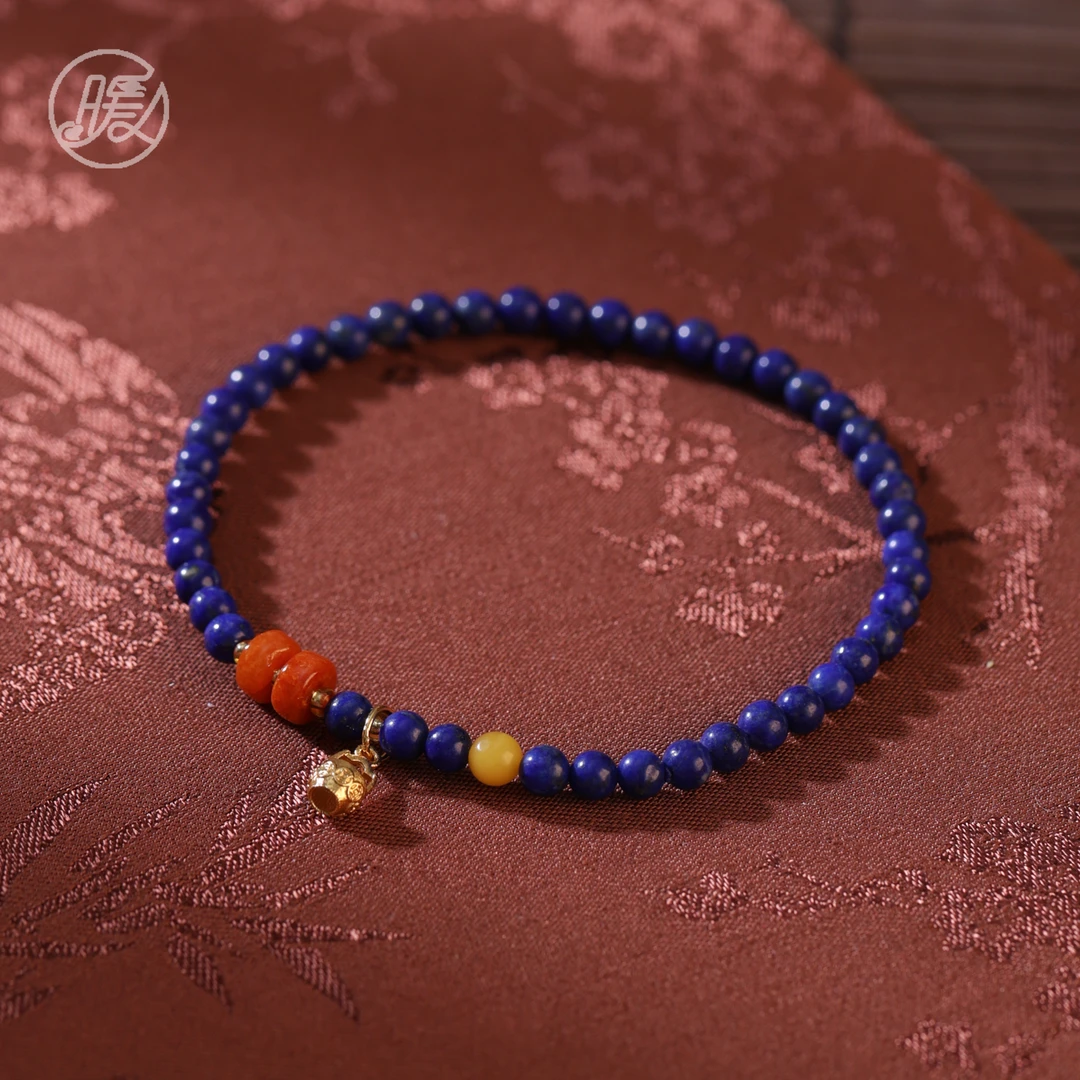 Nuanyan/暖言单圈青金石手串3mm搭配兜兜吊坠手链B1091多样性发一