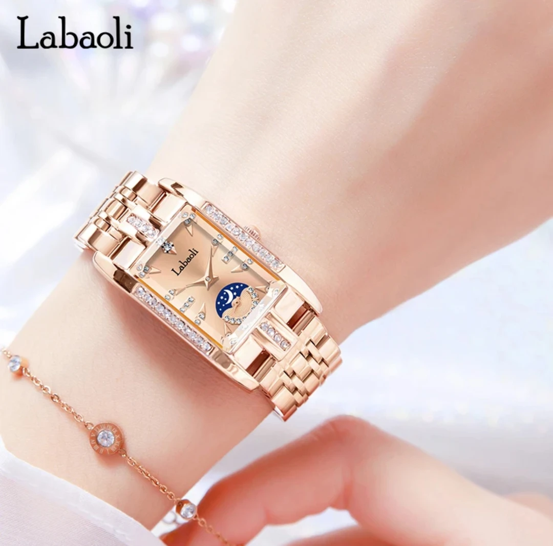 labaoli/拉宝丽气质复古防水镶钻方形女士石英腕表