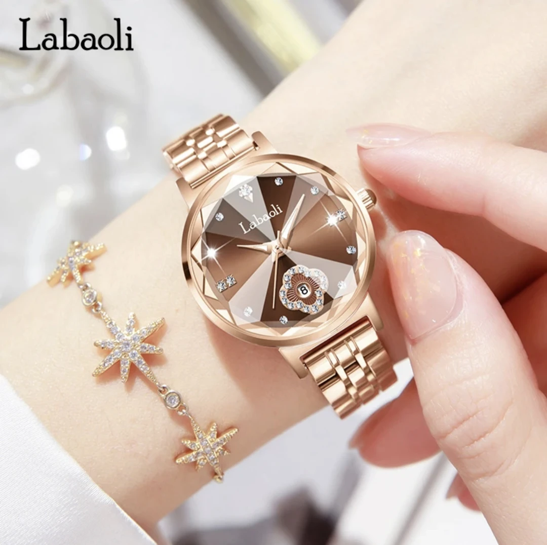 labaoli/拉宝丽新款高端轻奢女士腕表四叶草设计夜光日历手表女款