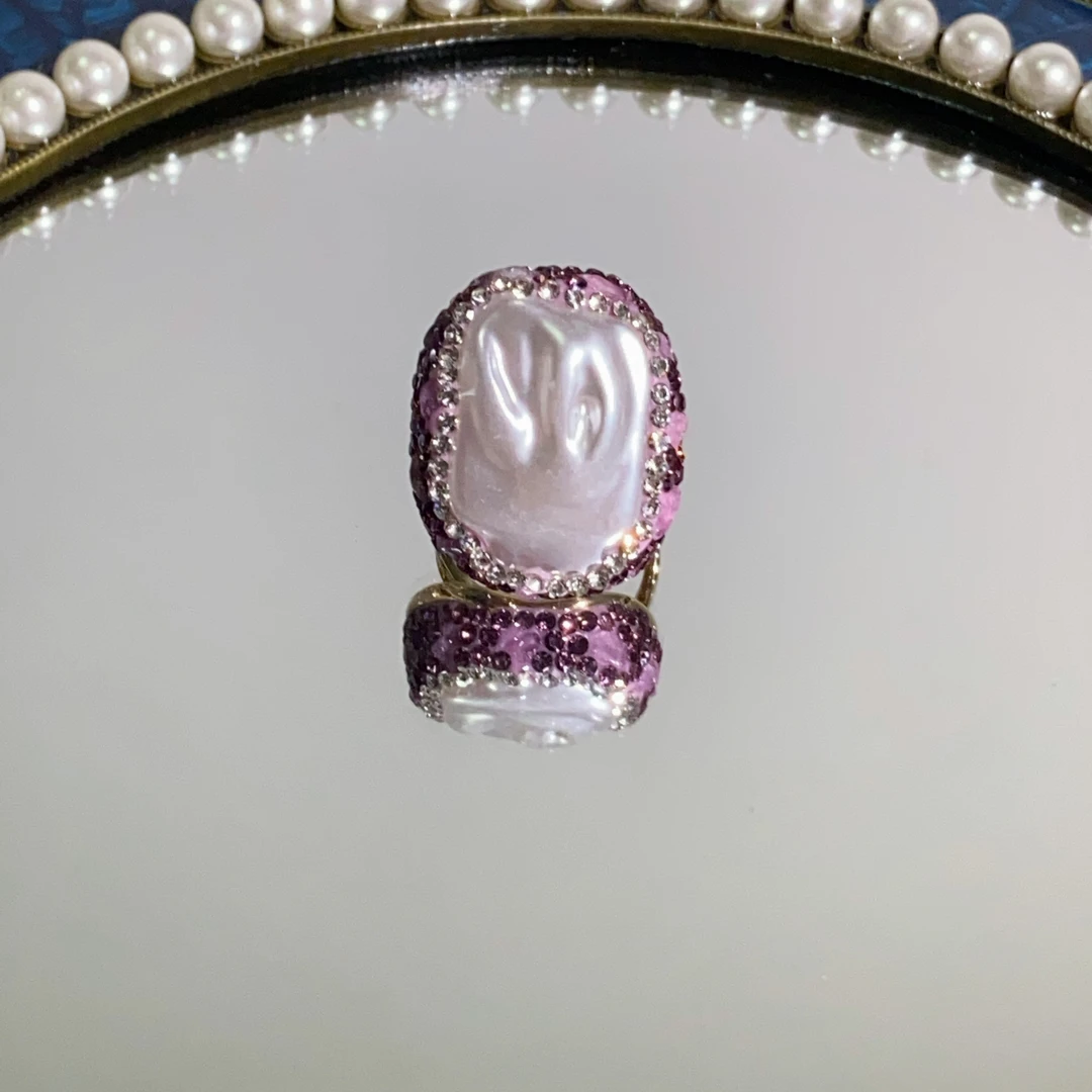 铜合金合成锆石戒指 TTSD 白色巴洛克民族风中古风气质戒指354