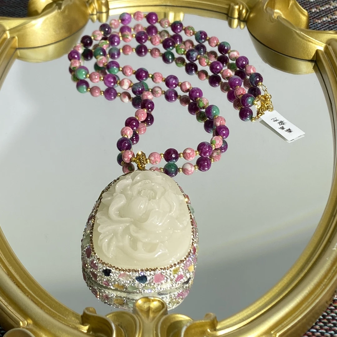 铜合金合成锆石项链 TTSD 白色花时尚潮流百搭款毛衣链 410