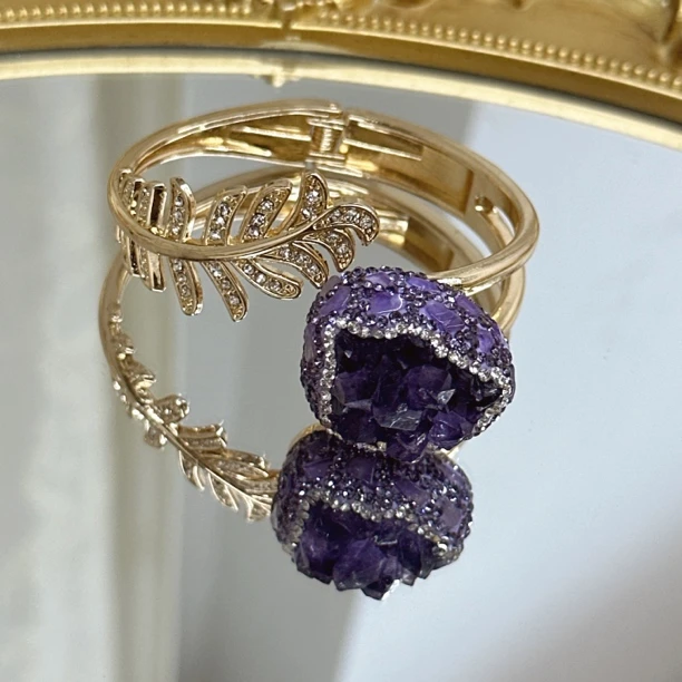 铜合金合成锆石手镯 TT 乌拉圭紫色时尚百搭款手镯 7072