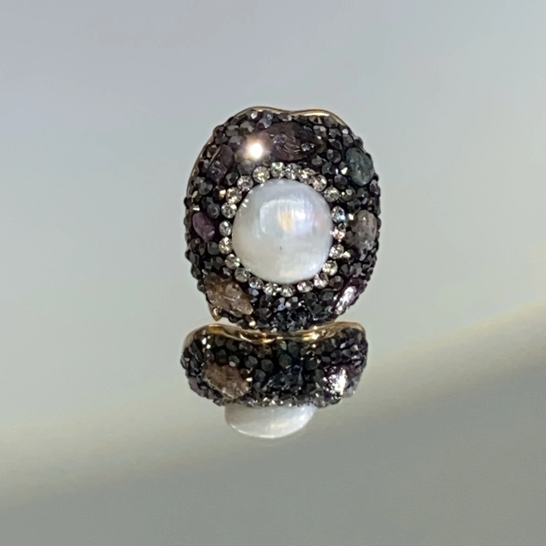 铜合金合成锆石戒指 TTSD 巴洛克ZZ黑钻经典戒指377