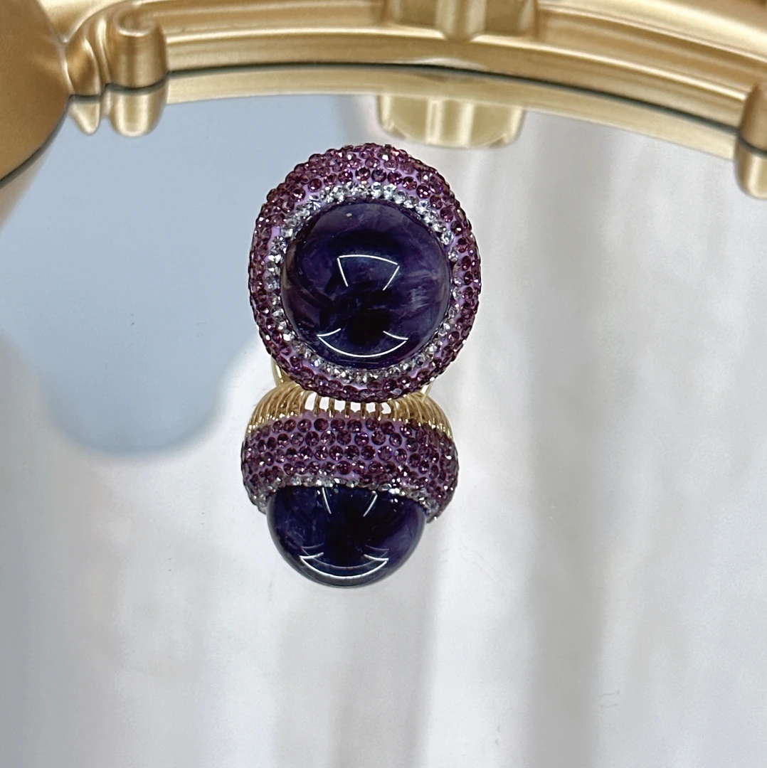 铜合金合成锆石戒指 TTSD 时尚经典百搭紫色SJ戒指大自然 6333