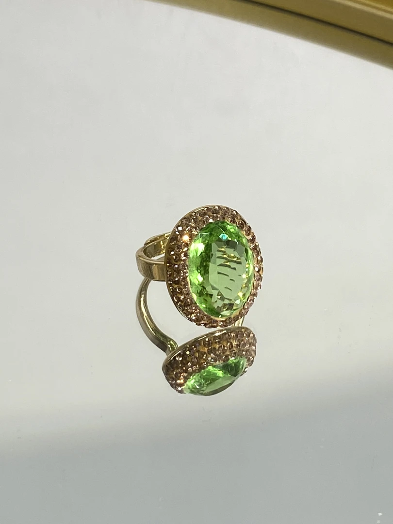 铜合金合成锆石戒指 TTSD 绿色时尚潮流百搭款戒指 1139