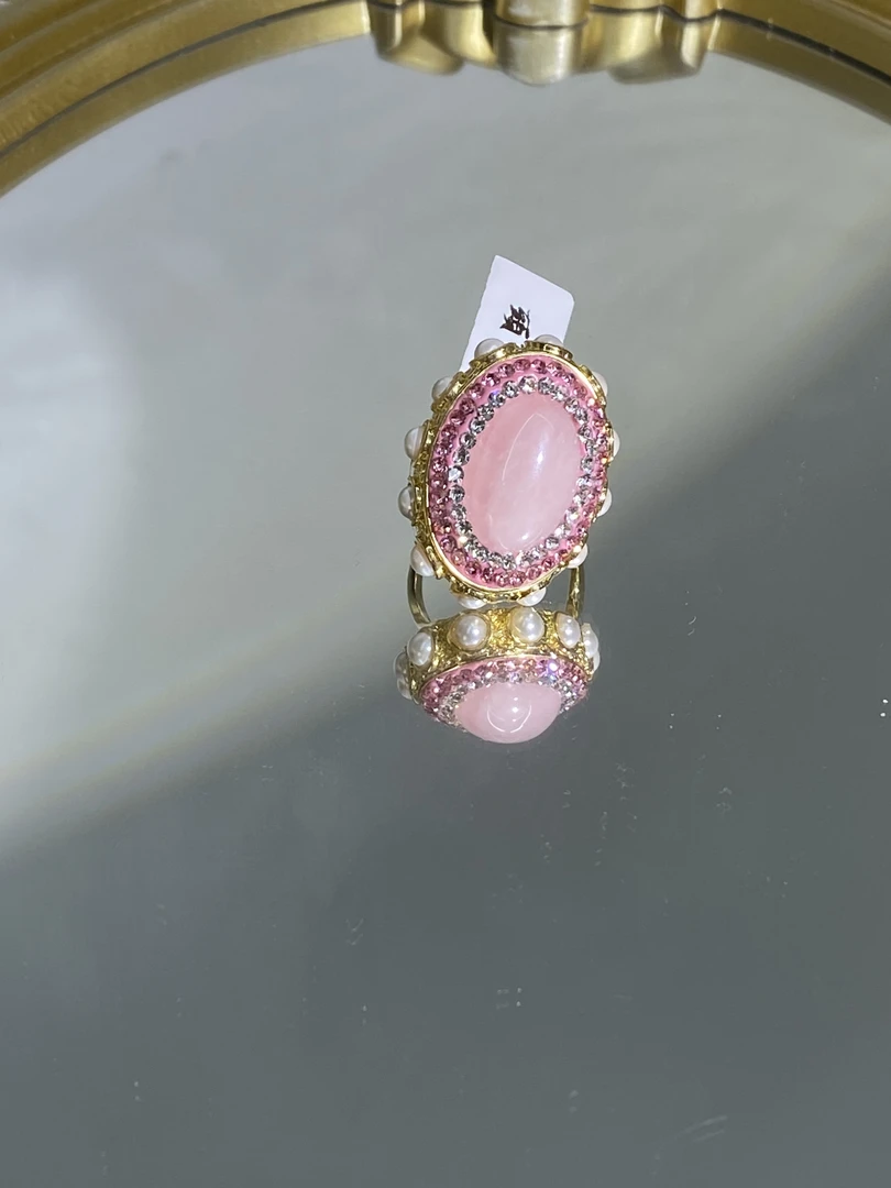 铜合金合成锆石戒指 TTSD 粉色时尚潮流百搭款戒指 8087