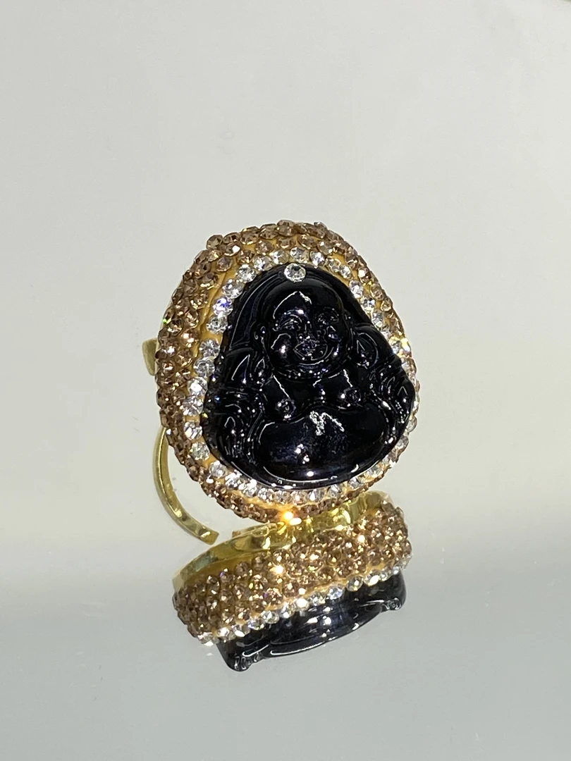 铜合金合成锆石戒指 TTSD 黑色佛公施华洛时尚潮流百搭戒指 1168