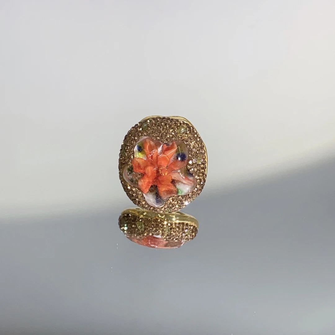 铜合金合成锆石戒指 TTSD 红色花时尚潮流百搭款戒指 1117