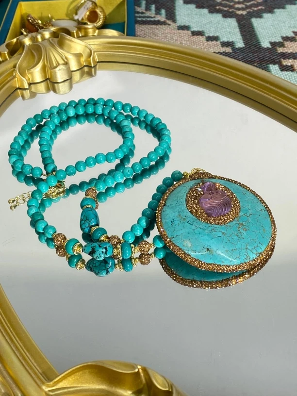 铜合金合成锆石项链 TTSD 蓝色时尚潮流百搭款毛衣链 269