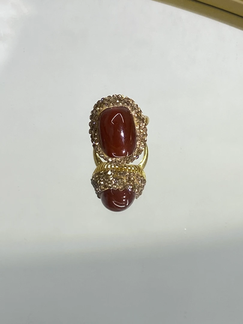 铜合金合成锆石戒指 TTSD 红色时尚潮流百搭款戒指 4764