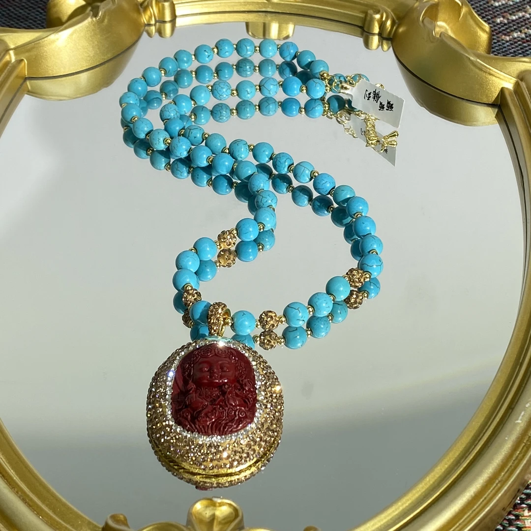 铜合金合成锆石项链 TTSD 红色宝宝佛时尚潮流百搭款毛衣链 278