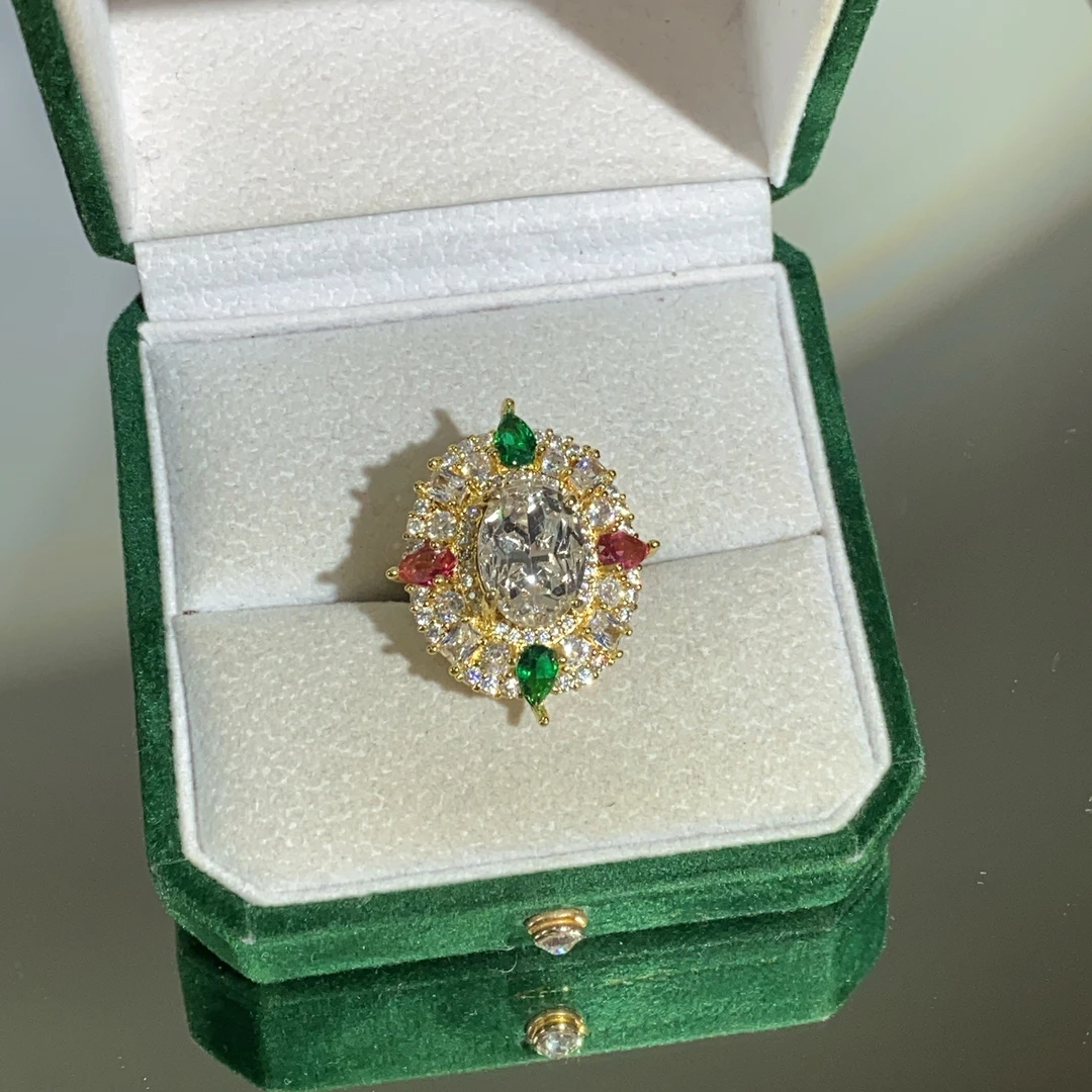 铜合金合成锆石戒指 TTSD 白色SHL设计款戒指 3610气质轻奢小众