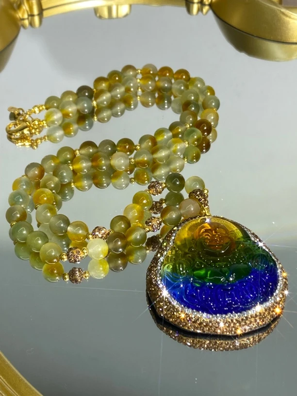 铜合金合成锆石项链 TTSD 彩色佛时尚潮流百搭款毛衣链 8315