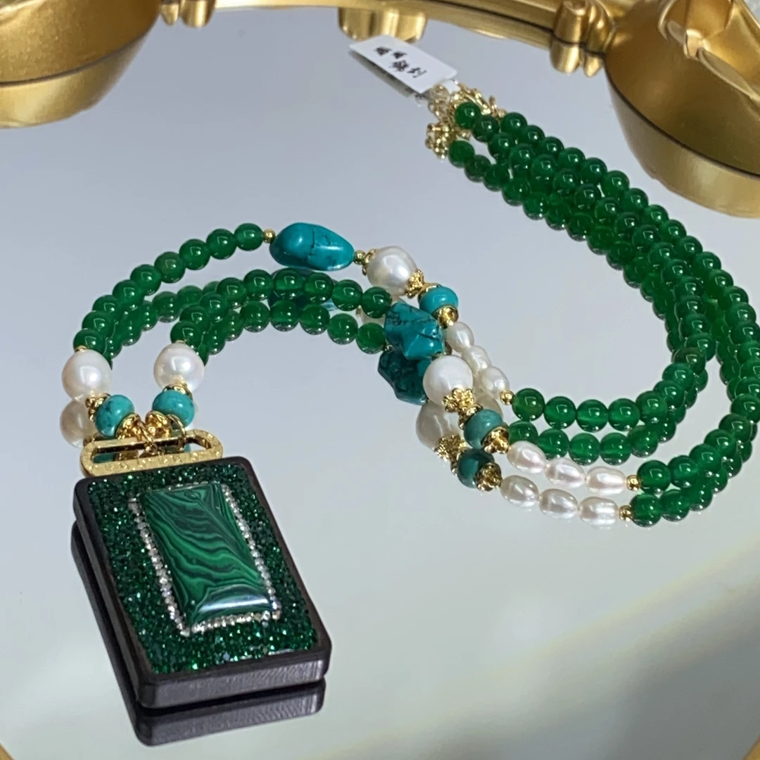 铜合金合成锆石项链 TTSD KQS方形牌子毛衣链1402d