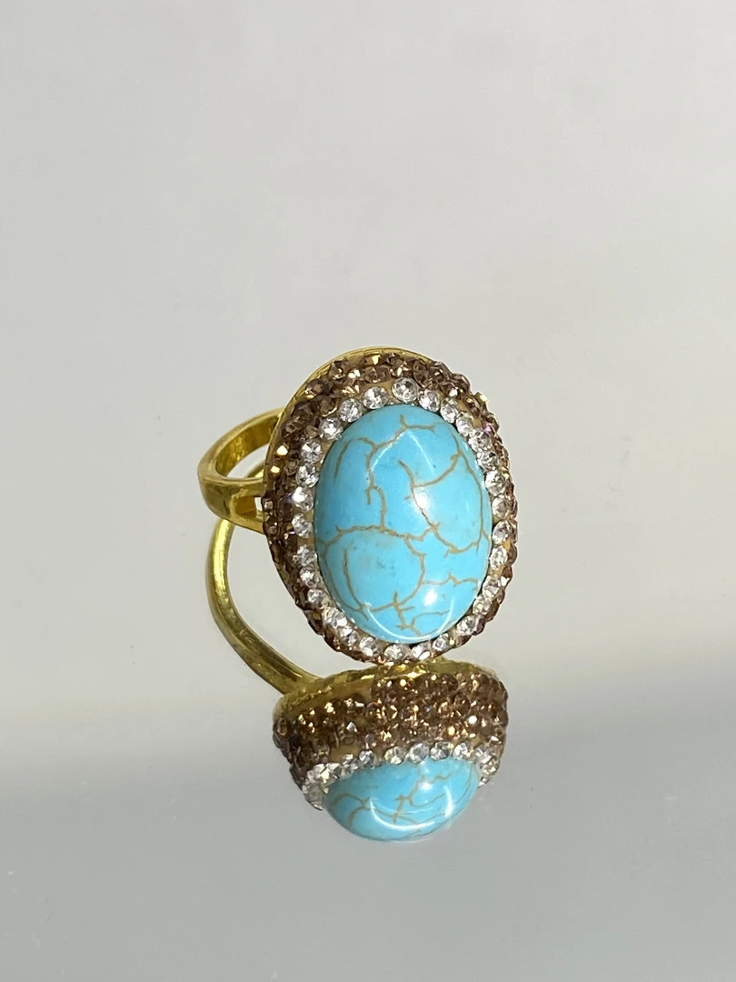 铜合金合成锆石戒指 TTSD 蓝色时尚潮流百搭款戒指 1132