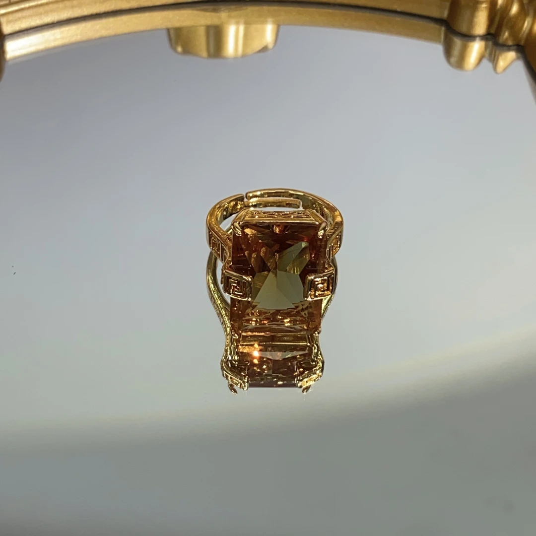 铜合金合成锆石戒指 TTSD 土耳其苏丹石方形简镶戒指 百搭款1037