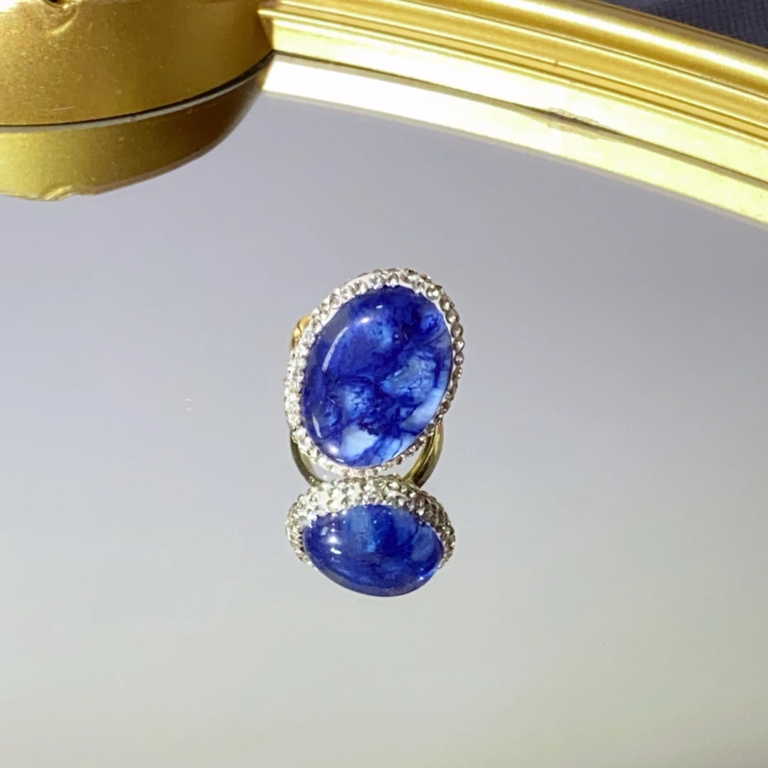 铜合金合成锆石胸针 TTSD 藏蓝色意境感mn活口戒指2245