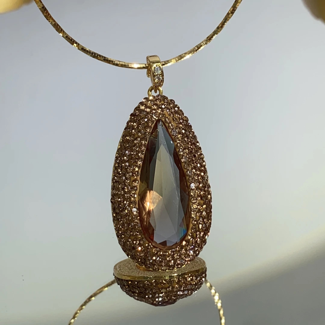 铜合金合成锆石吊坠 TTSD 土耳其SDS大裸面水滴吊坠2506