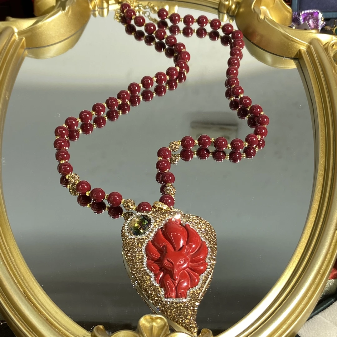 铜合金合成锆石项链 TTSD 红色九尾狐时尚潮流百搭款 4660