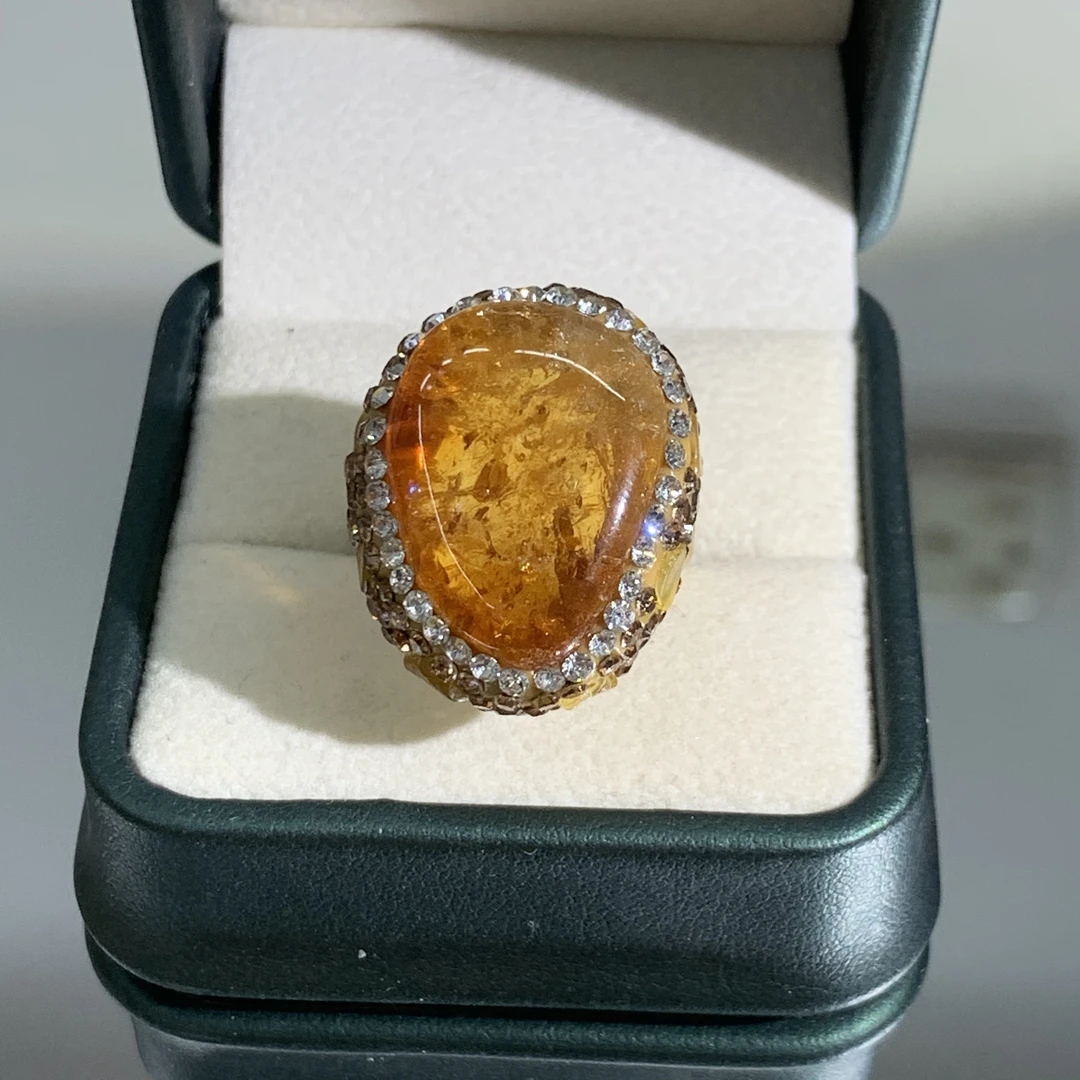 铜合金合成锆石戒指 TTSD 黄色不规则个性时尚戒指 7373