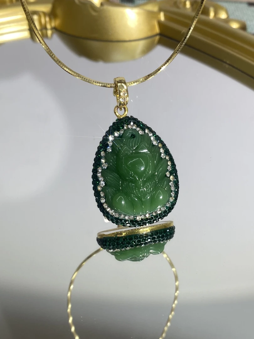 铜合金合成锆石吊坠 TTSD 绿色九尾狐时尚潮流百搭款吊坠 391