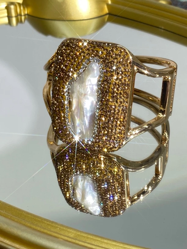 铜合金合成锆石手镯 TTSD 白色巴拉克时尚潮流百搭款手镯 107