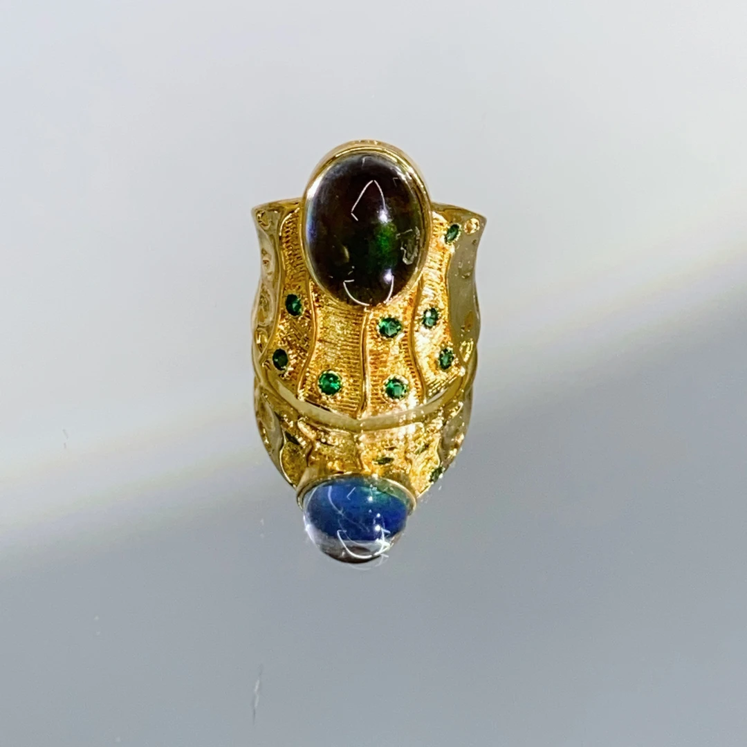 铜合金合成锆石戒指 TTSD 蓝色时尚潮流百搭款戒指 104