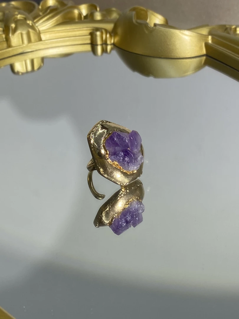 铜合金合成锆石戒指 TTSD 紫色时尚潮流百搭款戒指 325