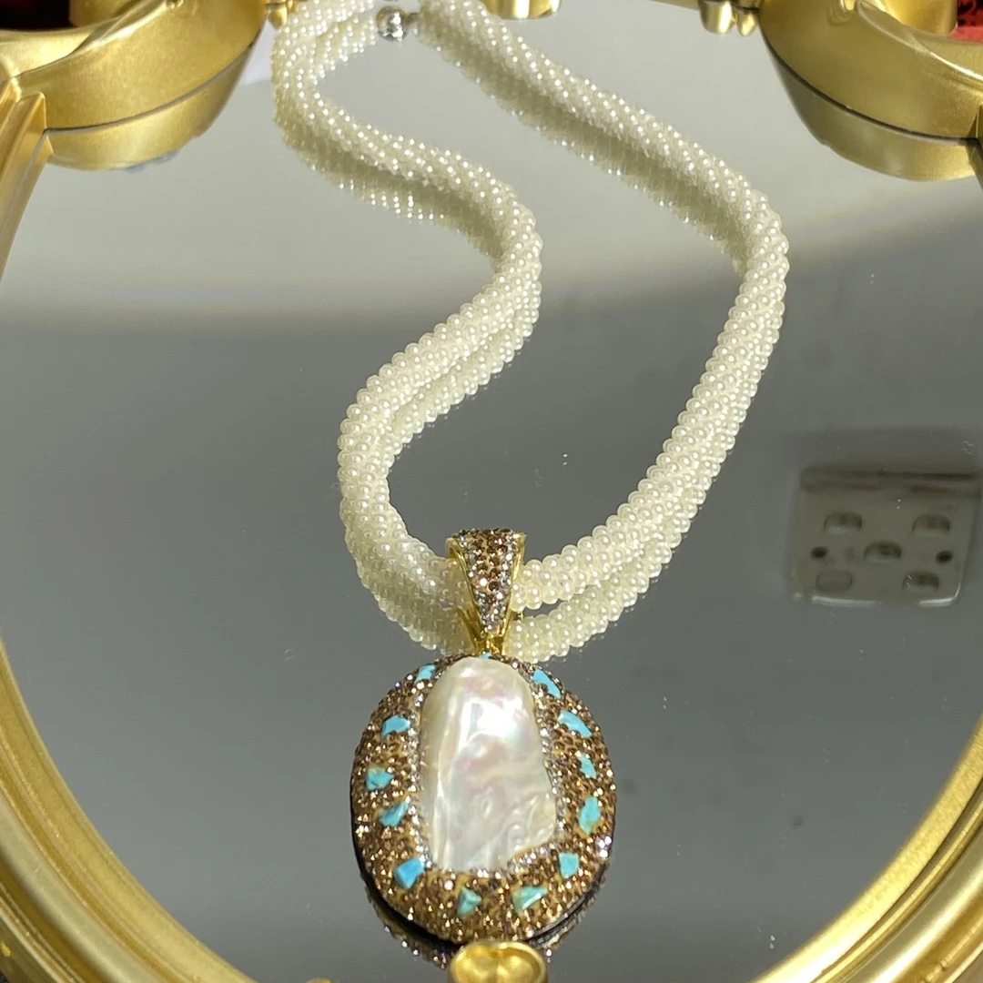 铜合金合成锆石项链 TTSD 白色巴洛克奢华时尚百搭项链 744