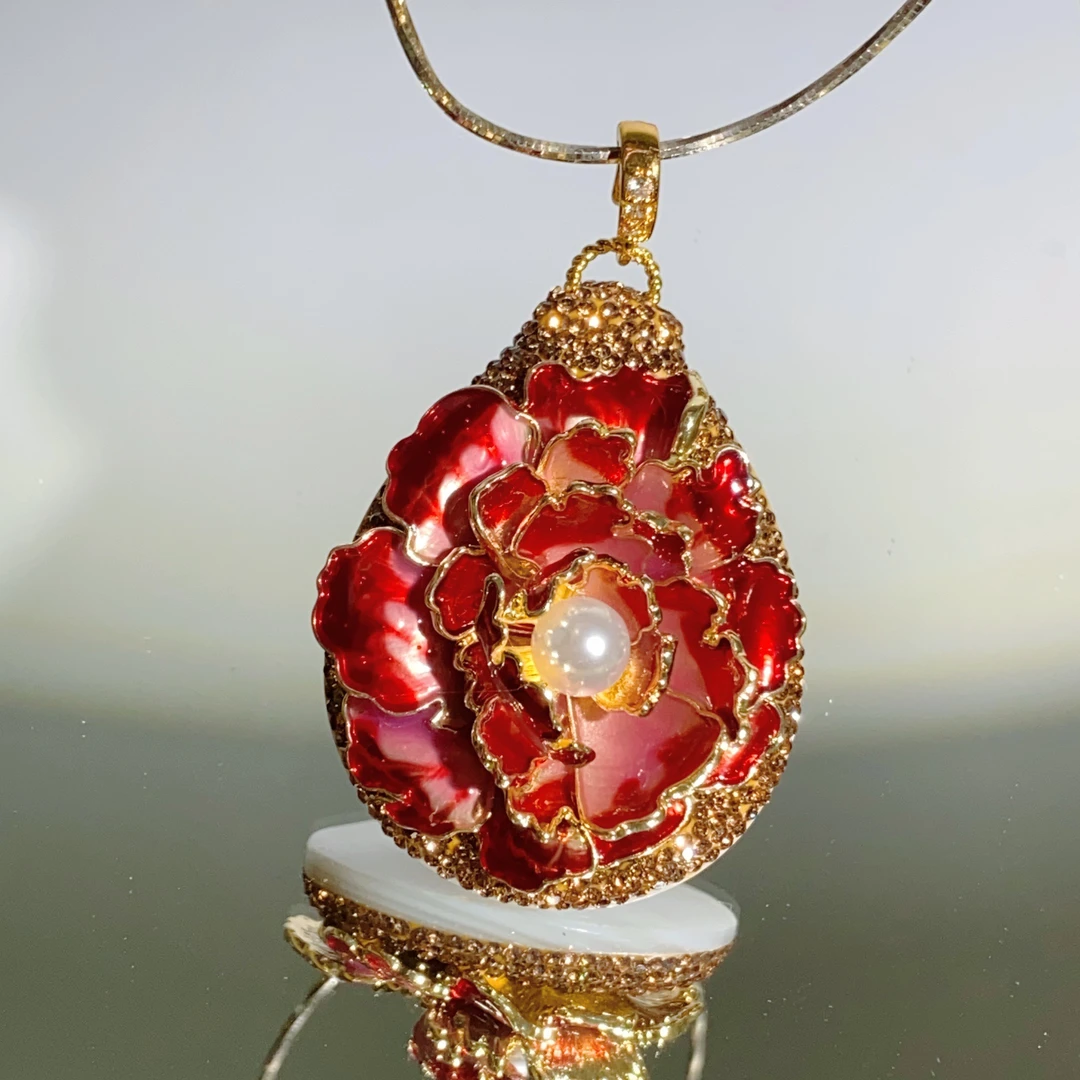 铜合金合成锆石吊坠 TTSD 红色水滴BB时尚吊坠 6610