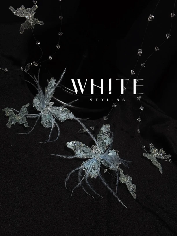 非金属亚克力项链 WHITE手作｜浪漫蝴蝶仙气（三件套项链➕耳饰）