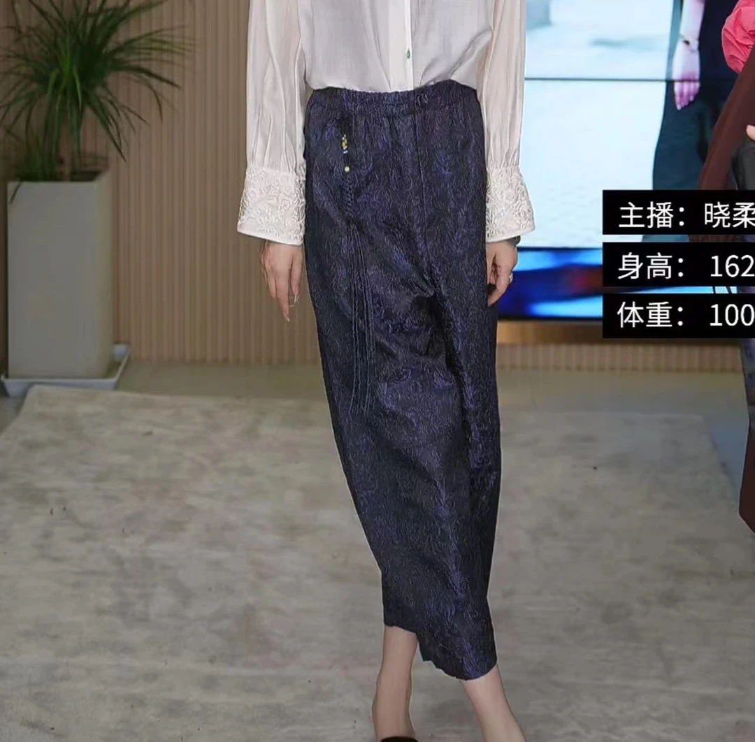 SENBIYAO/森比垚 8865#新款女士时尚气质醋酸提花裤子
