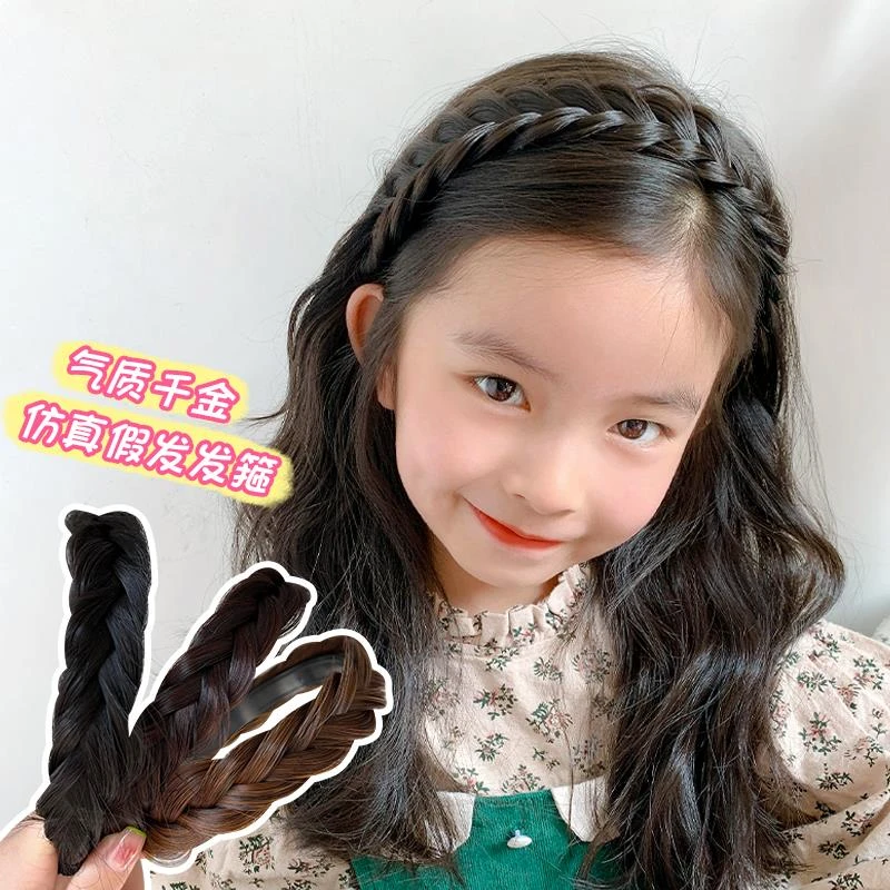 假发麻花辫儿童发箍不勒头鱼骨辫带齿防滑发夹小女生可爱新款发箍