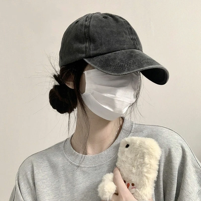 杨幂同款水洗纯色棒球帽做旧男女休闲鸭舌帽百搭复古显脸小5050