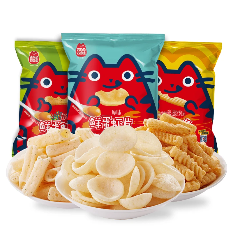 喜盈盈鲜蛋虾条网红零食大礼包一箱推荐