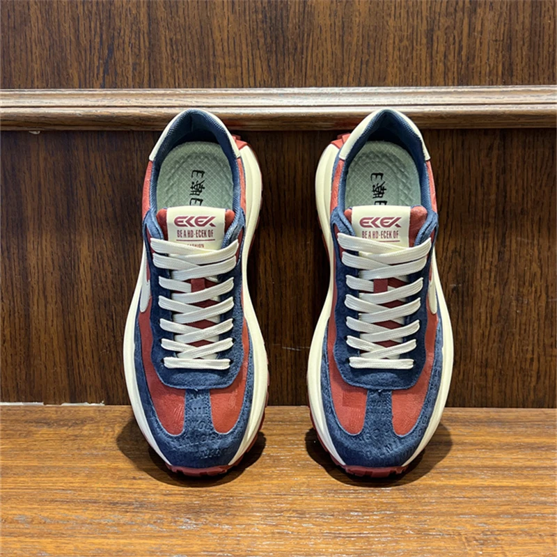 男鞋2024秋季新款低帮拼色阿甘鞋厚底增高耐磨男士运动休闲老爹鞋