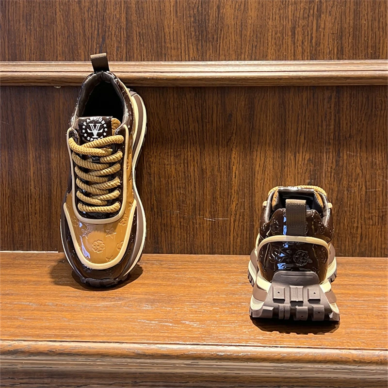 男鞋2024秋冬季新款加绒拼色老爹鞋保暖舒适百搭低帮运动休闲鞋男