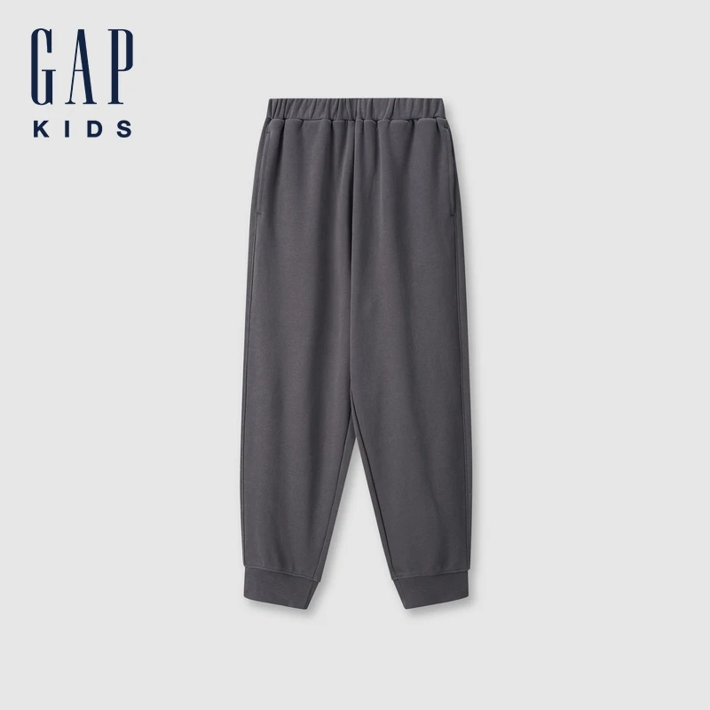 【大小童同款】Gap男童2024秋季新款纯棉重磅针织束脚卫裤641753