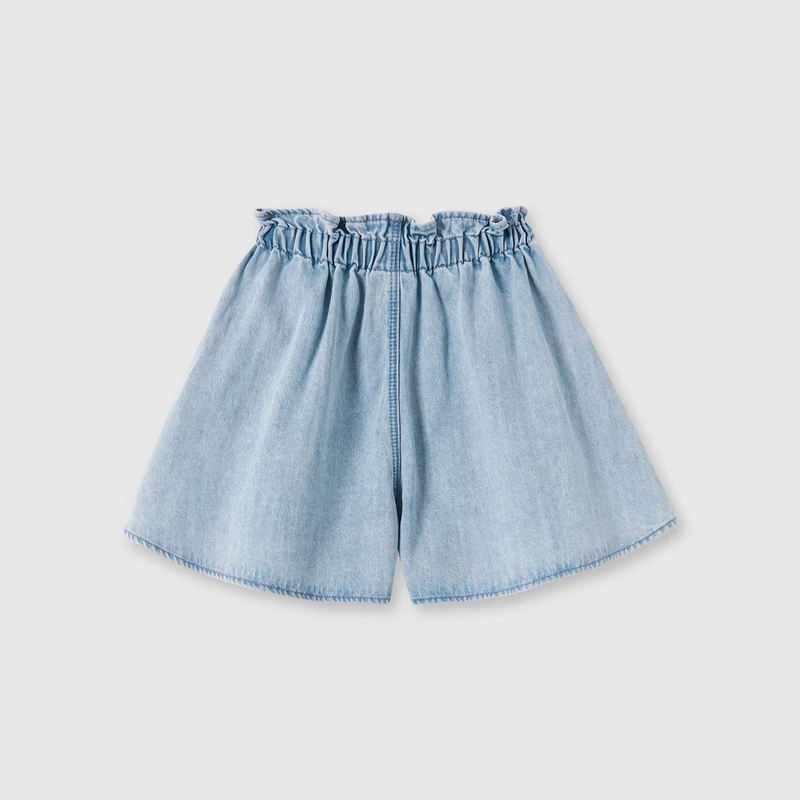 Gap女童2024夏季新款纯棉花苞牛仔短裤宽松儿童装休闲裤466716