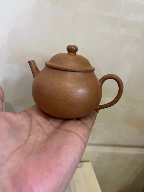 原矿紫砂黄降坡150cc小潘壶半手工制作