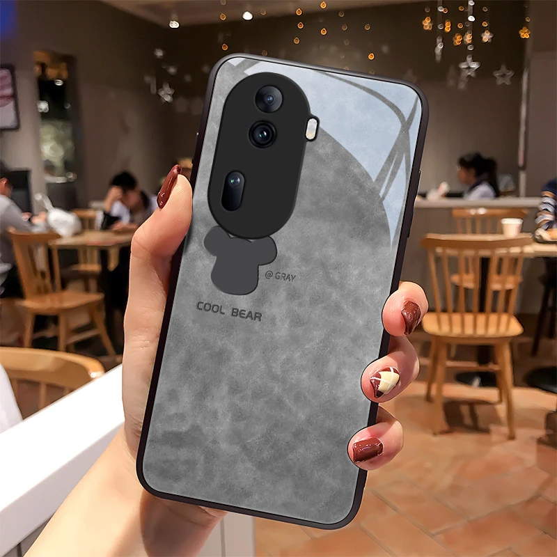 蓝灰熊适用opporeno11pro手机壳Reno11玻璃散热潮牌硅胶全包防摔