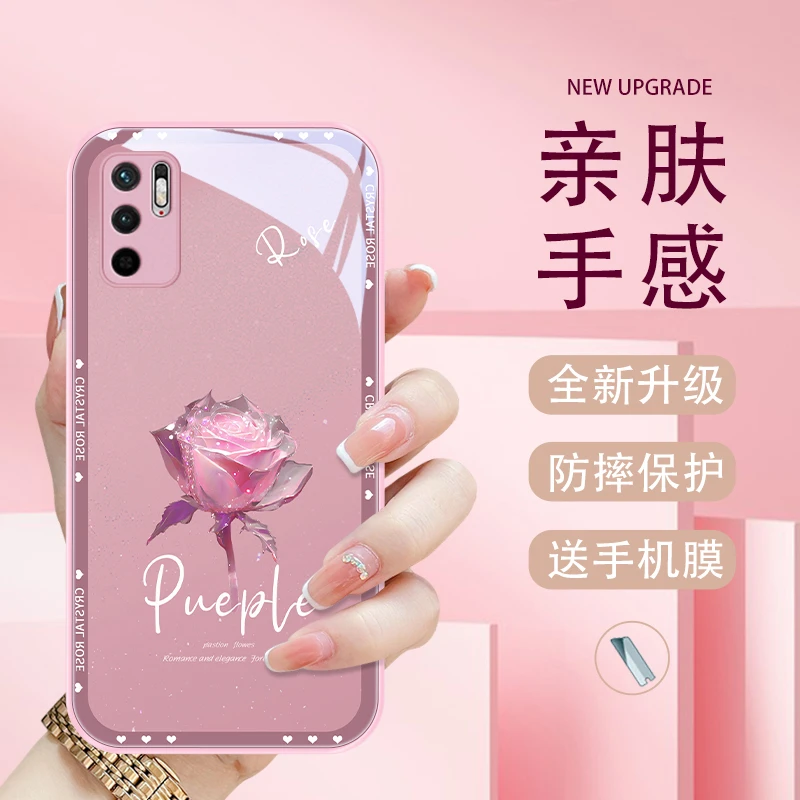 玲珑玫瑰适用小米红米note10手机壳note9pro限量版redmi玻璃壳no